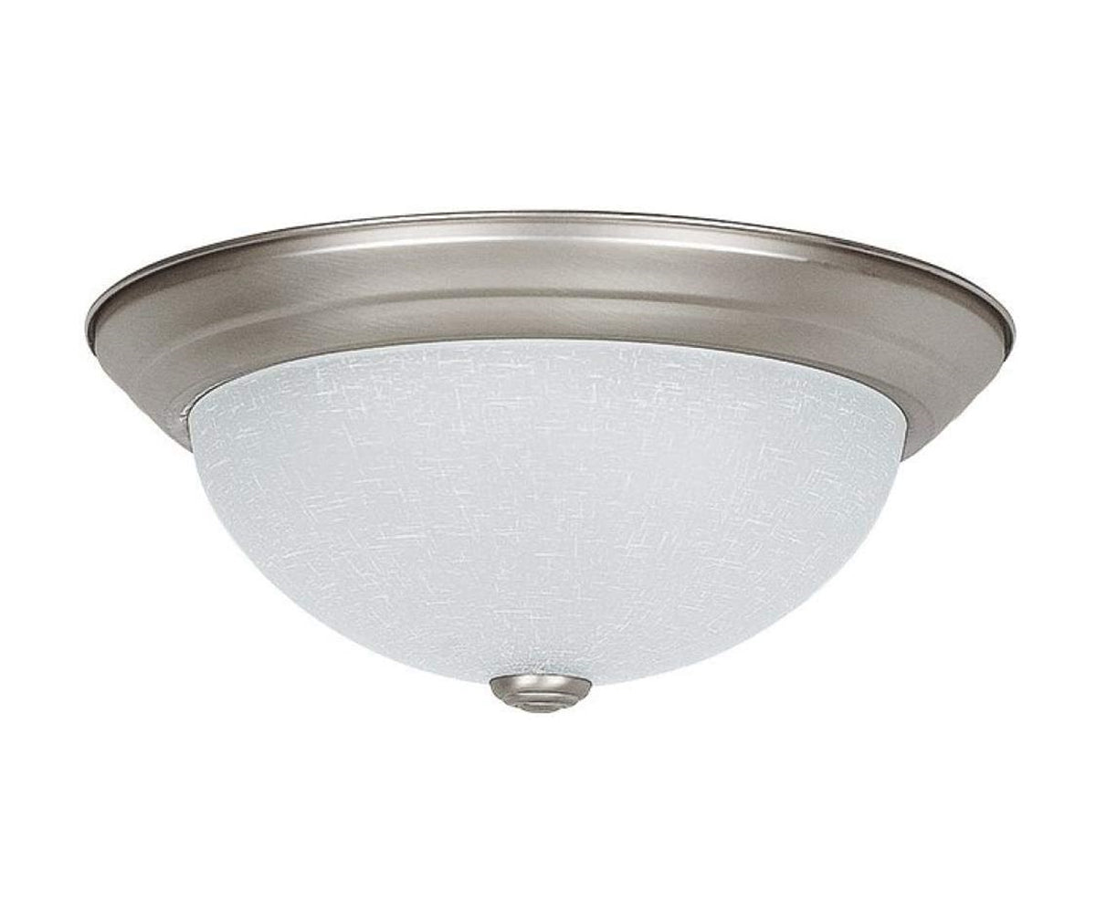 Sunset Lighting 2-Light 13" Flush Mount White Glass Satin Nickel - F7642-53