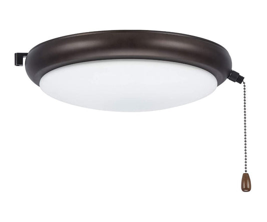 Kathy Ireland Home 11" Luna LED Light Kit for Ceiling Fans | Low Profile Lighting Attachment with White Opal Glass Shade and Pull Chain | Wet Rated, Oil Rubbed Bronze LK66WORB