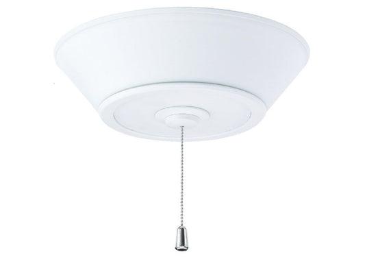 kathy ireland HOME Euclid Ceiling Fan Light Kit | Opal Glass Shade with Pull Chain | Dimmable Lighting Fixture with 3 LED Bulbs, Satin White LK500SW