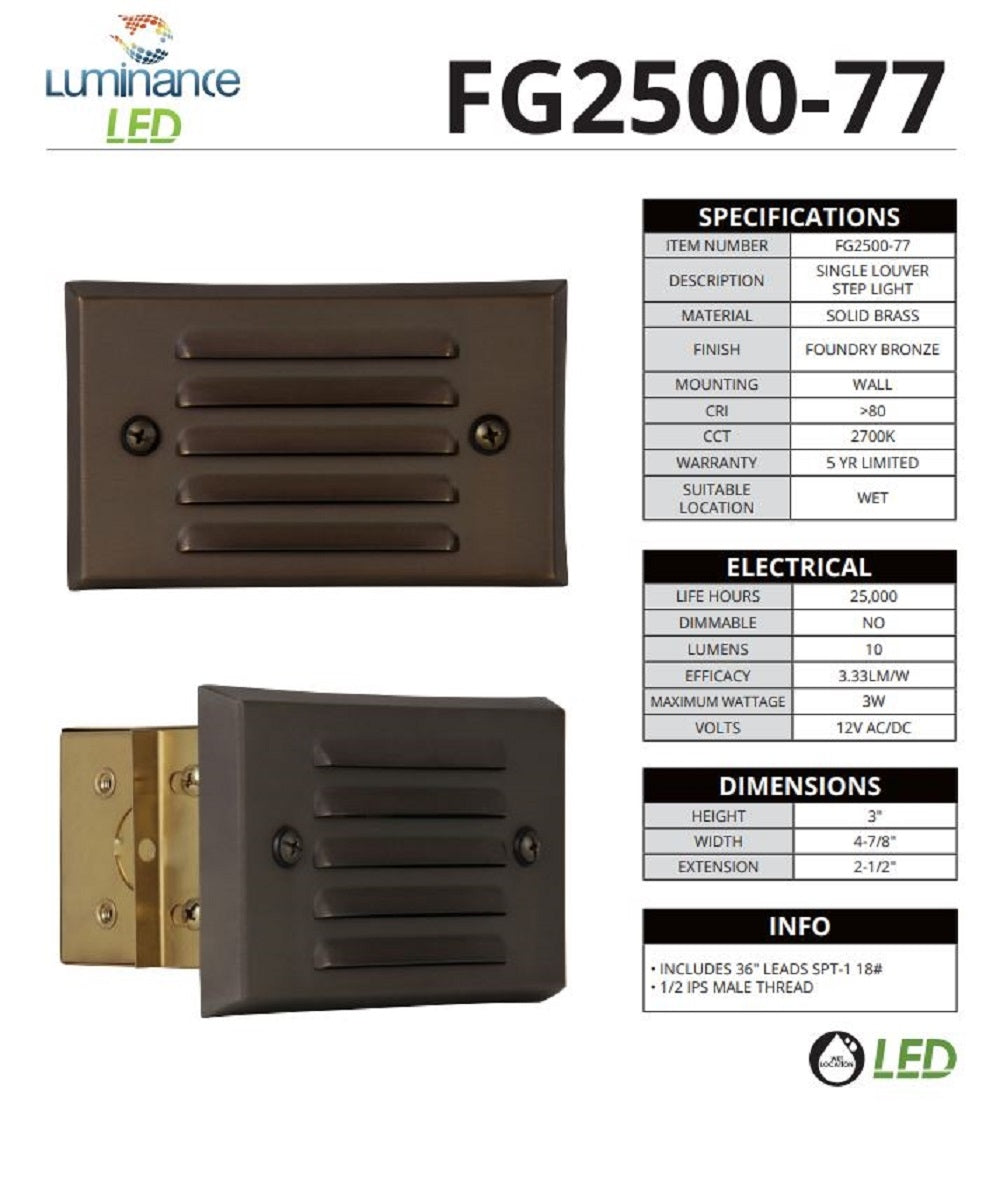 Luminance Single Louver Step Light Foundry Bronze - FG2500-77