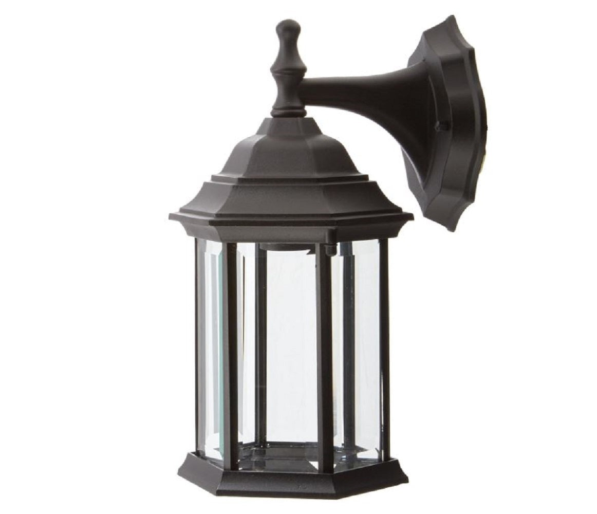 Sunset Lighting 1-Light Outdoor Wall Sconce Clear Beveled Glass, Black Finish F7841-31