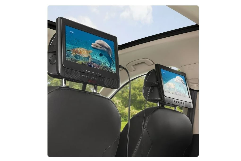 Onn 10" Dual Screen DVD Player with Digital Panel, Black 100122641