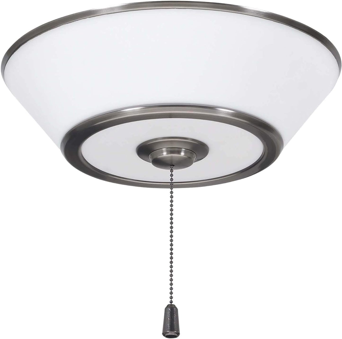 Luminance LK500AP Kathy Ireland Home Euclid Ceiling Fan Kit | Opal Glass Shade with Pull Chain | Dimmable Lighting Fixture with 3 LED Bulbs, Antique Pewter