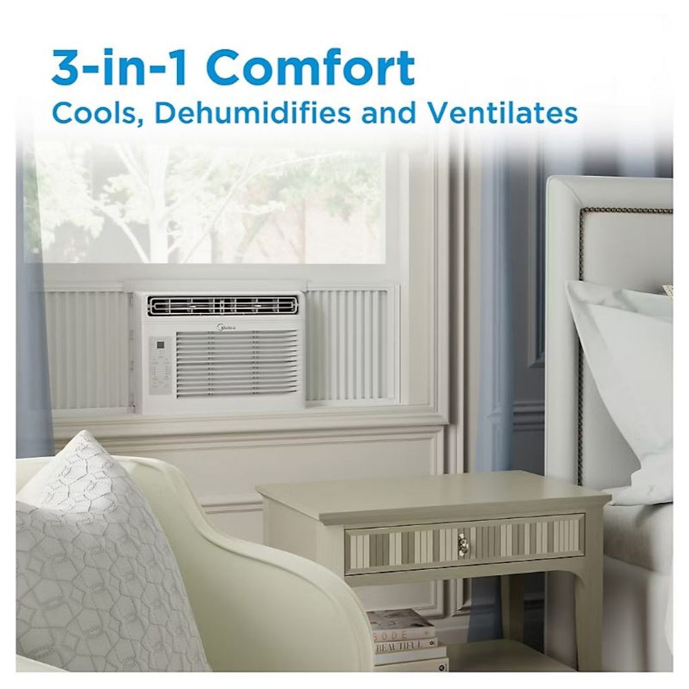 Midea 6,000 BTU Window Air Conditioner with ComfortSense Remote, Cools up to 250 sq. ft MAW06R1JWT-B
