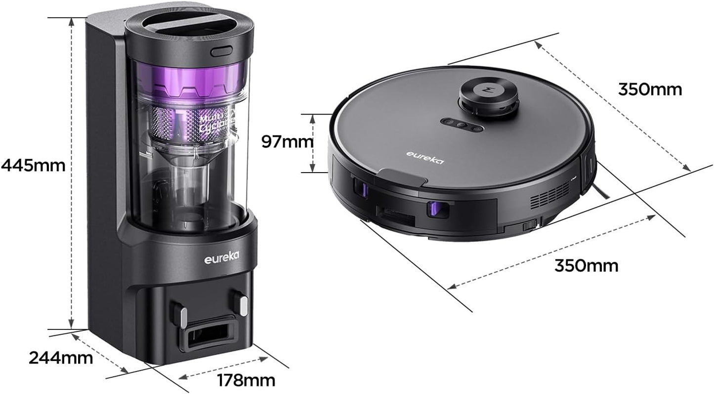 Eureka E20 Plus Robot Vacuum with Bagless Self Emptying Station Black NERE20PLUSBK