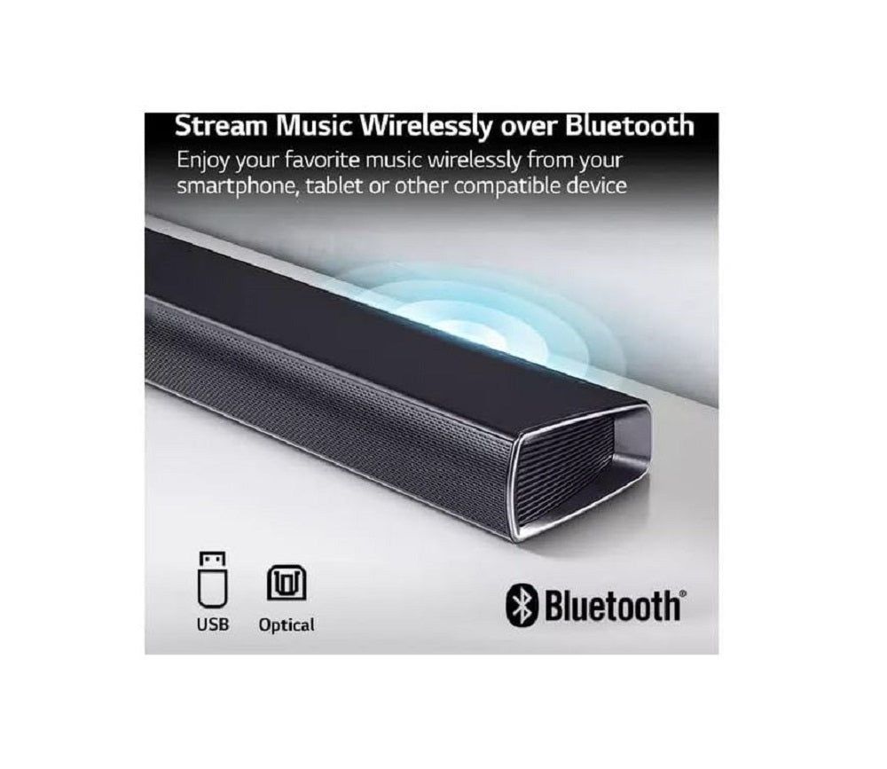 LG SQC1 2.1 Ch 160W Soundbar Bluetooth w/ Wireless Subwoofer - Black