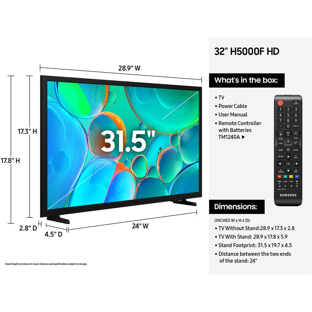 Samsung 32" Class H5000F Series LED HD Smart Tizen TV 2025 UN32H5000FFXZA