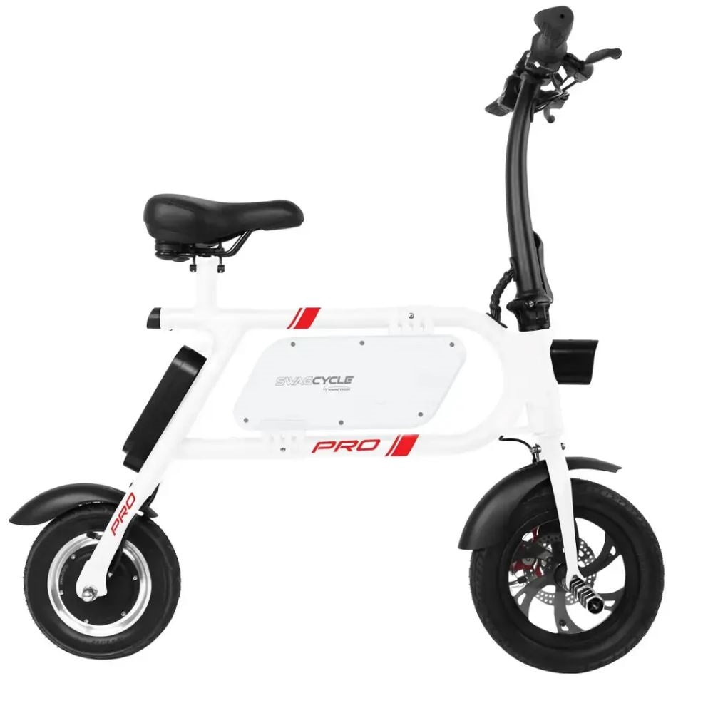 Swagtron Swagcycle Pro Folding SCP-1 E-Bike w/ 15-mile Max Operating Range & 18 mph Max Speed - White 38026-5 - UL Certified: UL2272