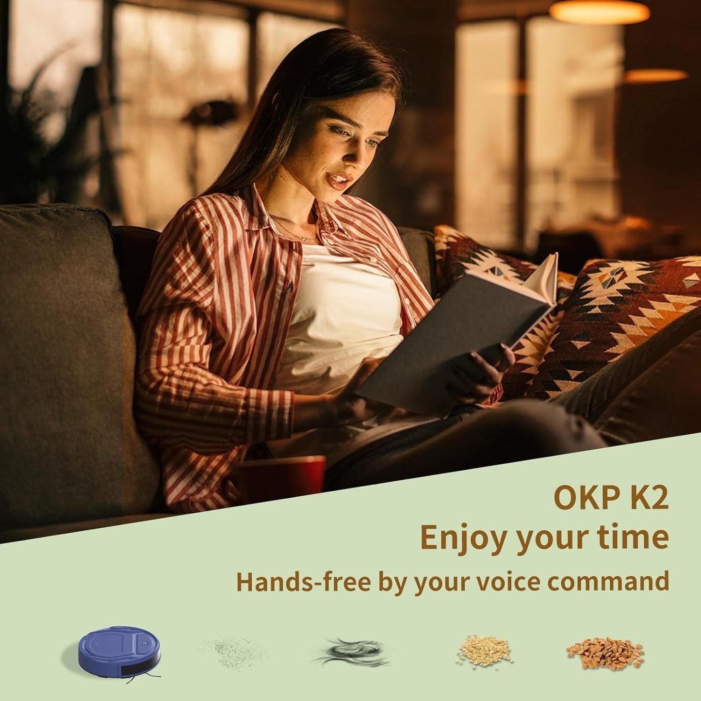 OKP Life K2 Robot Vacuum Cleaner 1800 mAh Battery, App Control K2-BLU