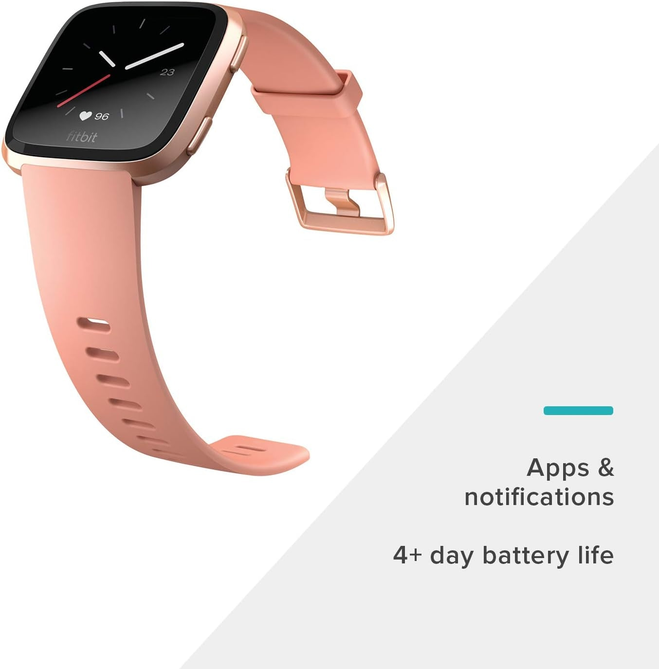 Fitbit Versa Fitness Watch Peach/Rose Gold Aluminum Bundle FB504RGPKSBNDLB