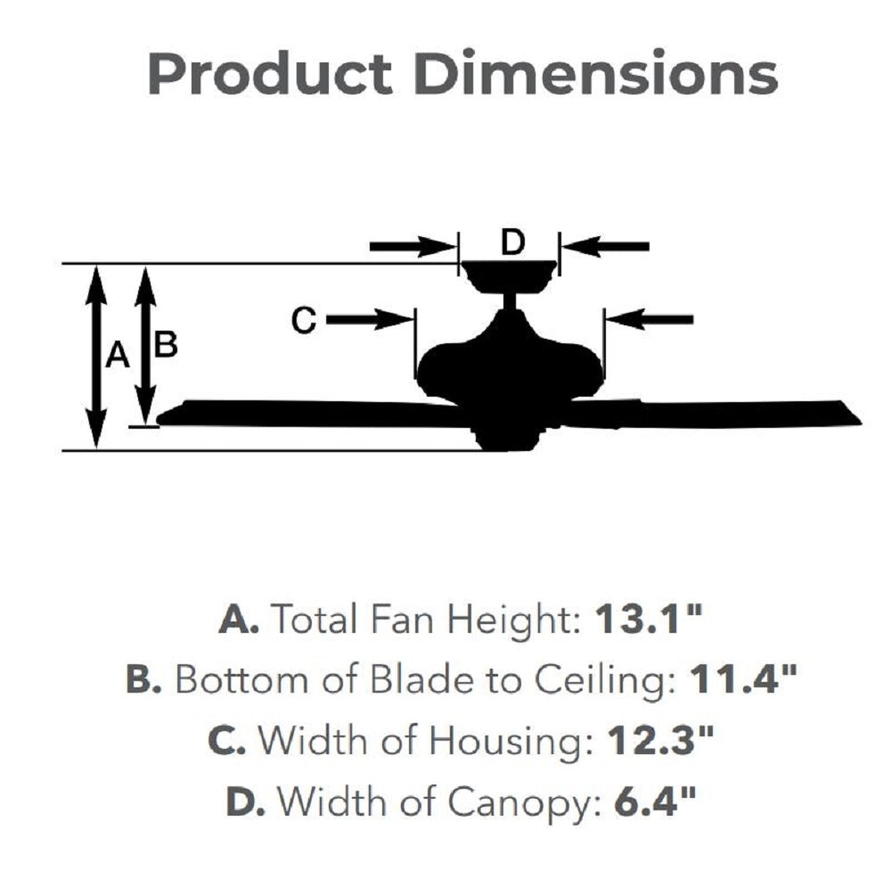 Luminance Kathy Ireland Home Premium Select Eco 60in Ceiling Fan with Wall Control | Semi Flush Mount Fixture with 6-Speed Motor | Satin White with 25" Timber Grey Blades CF4802SW-B78TM
