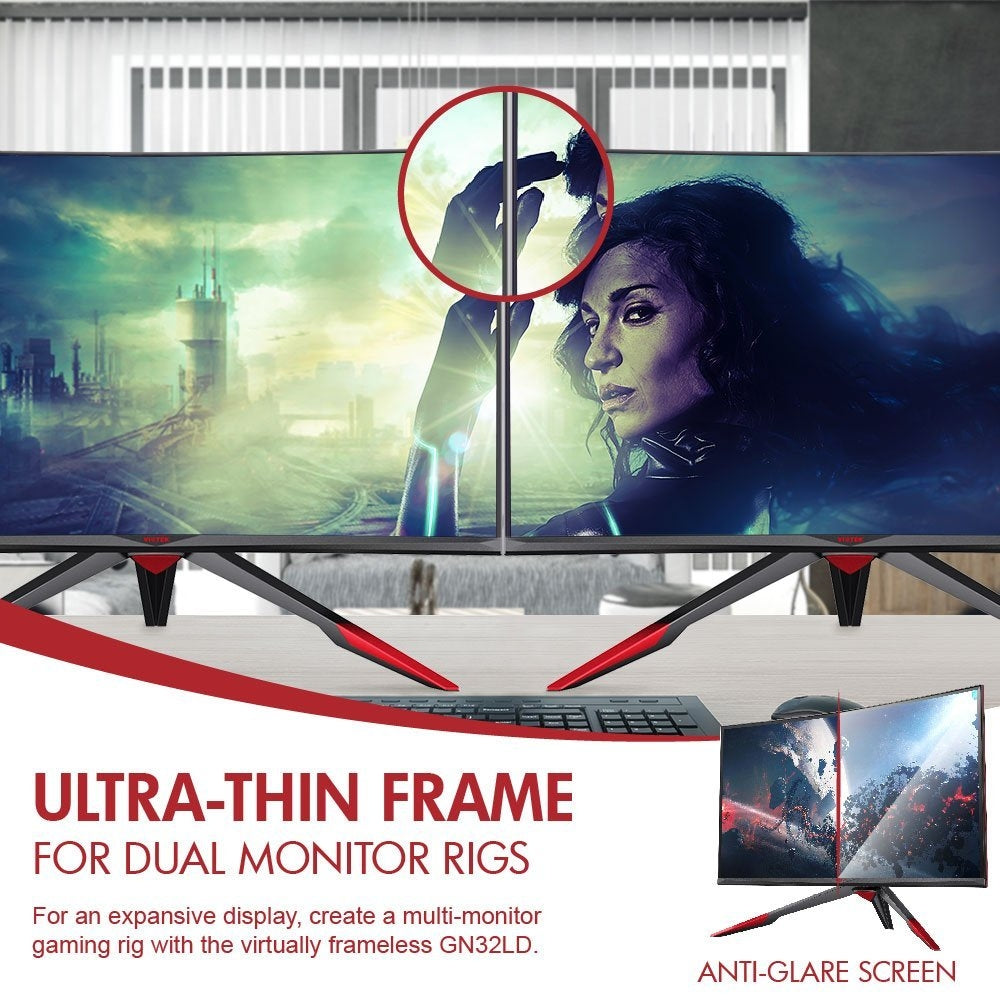 Viotek 32" Curved Gaming Monitor 144Hz QHD 2560x1440 Widescreen 1440P Resolution & FreeSync - GN32LD