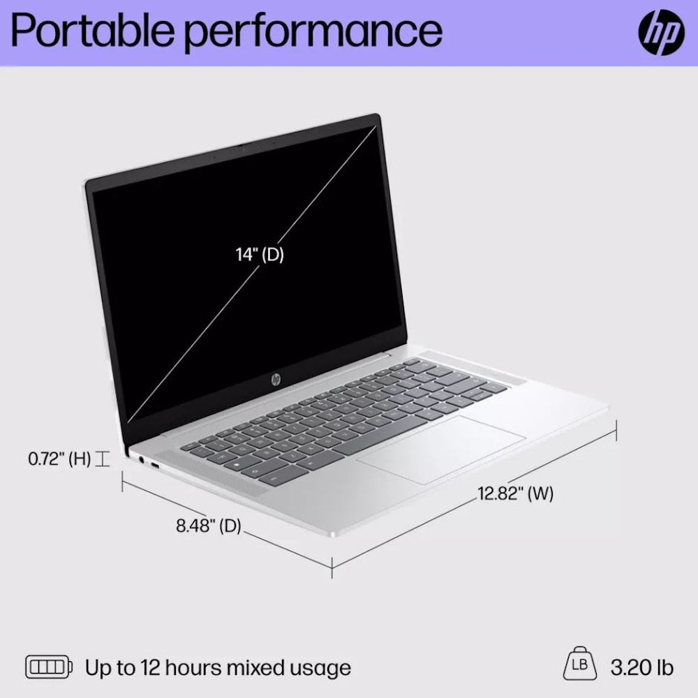 HP 14" Chromebook Intel Processor 4GB RAM 64GB Flash Storage Silver 14A-NF0002TG