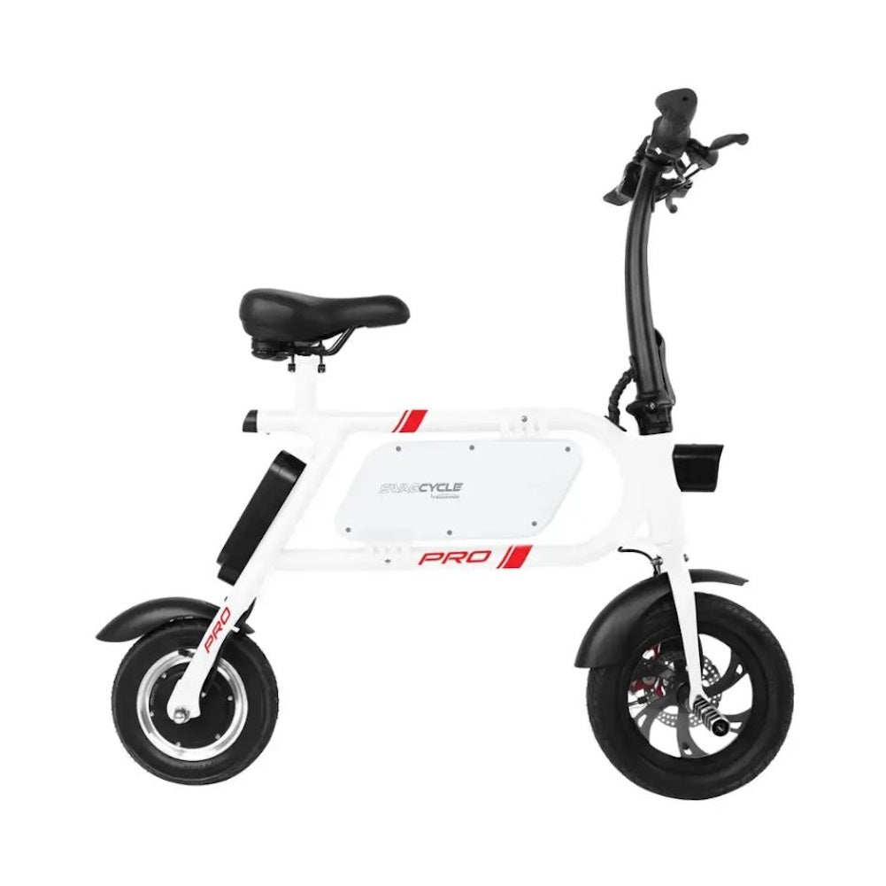 Swagtron Swagcycle Pro Folding SCP-1 E-Bike w/ 15-mile Max Operating Range & 18 mph Max Speed - White 38026-5 - UL Certified: UL2272
