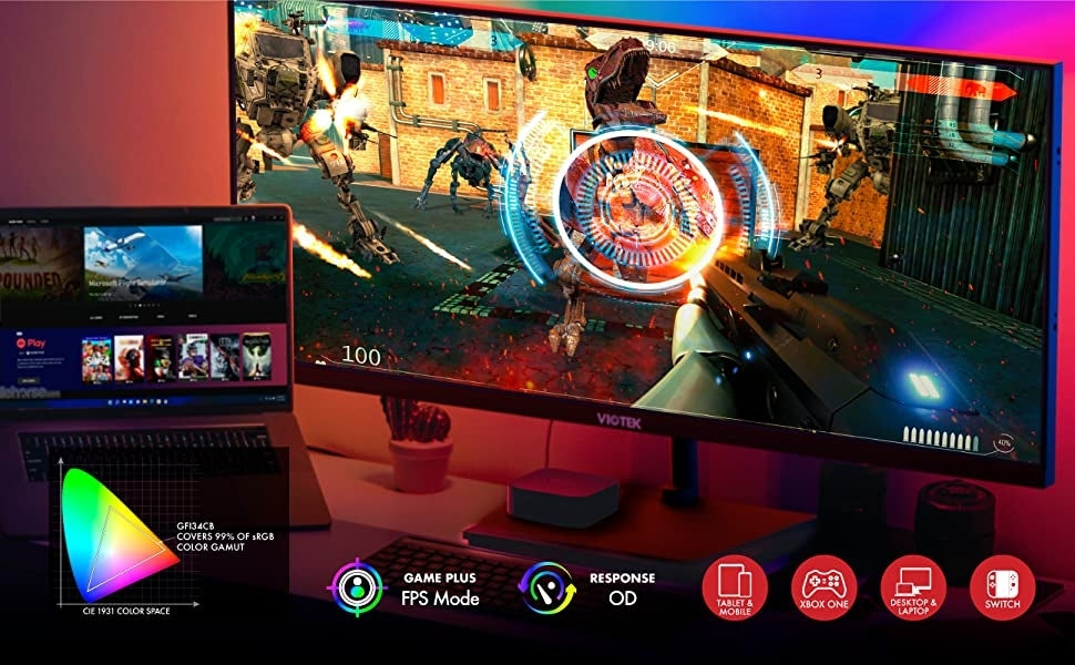 Viotek 34" IPS Gaming Monitor 75hz, 7ms, 2560x1080, 2X HDMI 2.0, DP - GFI34CB