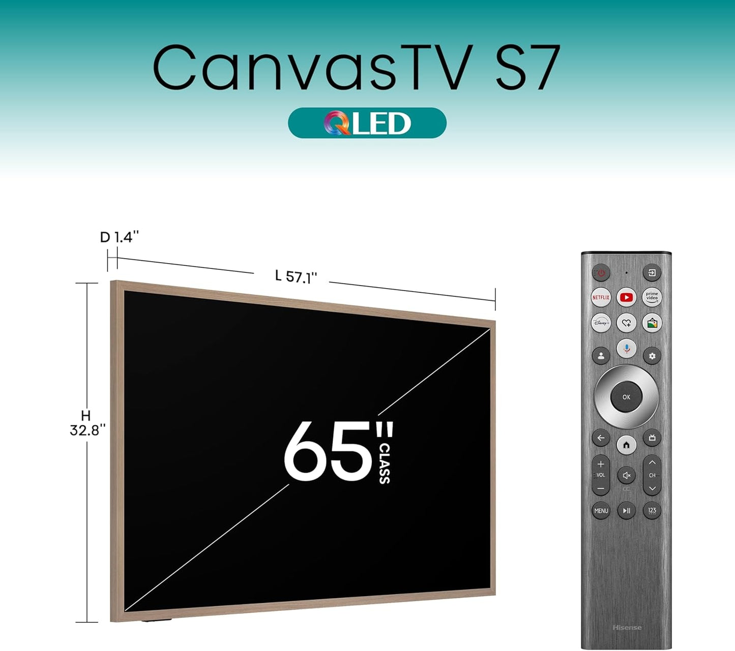 Hisense 65-Inch Class QLED 4K S7N CanvasTV Series Dolby Vision HDR Google Smart TV 65S7N Local Pick Up Only