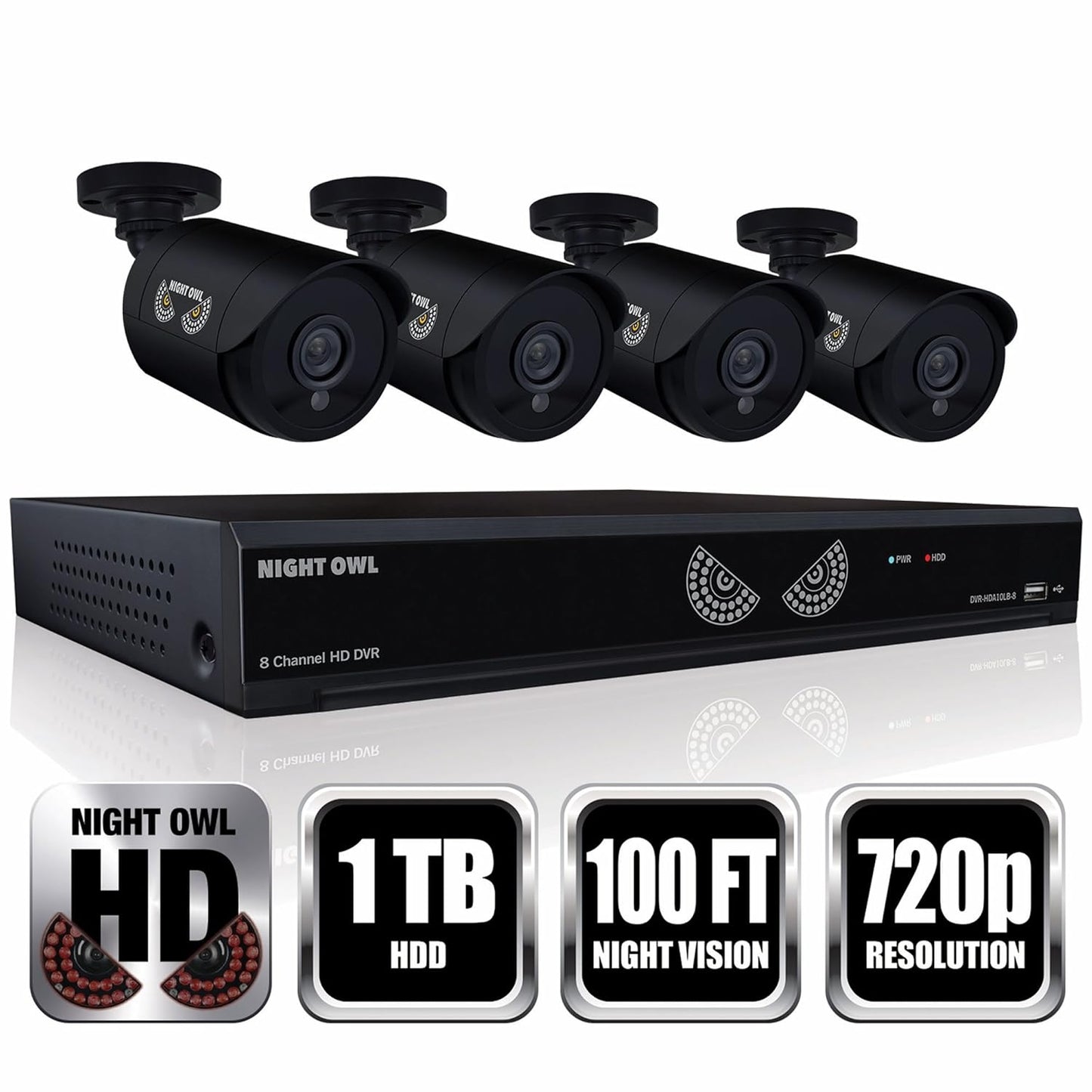 Night Owl 8-Channel 4-Camera 720p Security System with 1TB HDD DVR CL-HDA841-720