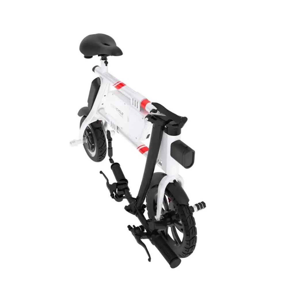 Swagtron Swagcycle Pro Folding SCP-1 E-Bike w/ 15-mile Max Operating Range & 18 mph Max Speed - White 38026-5 - UL Certified: UL2272
