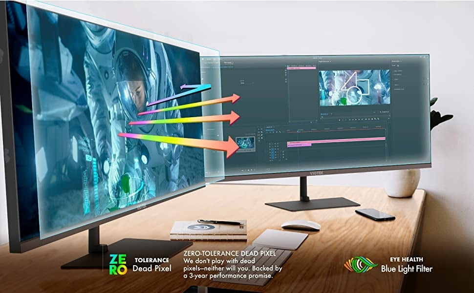 Viotek 34" IPS Gaming Monitor 75hz, 7ms, 2560x1080, 2X HDMI 2.0, DP - GFI34CB