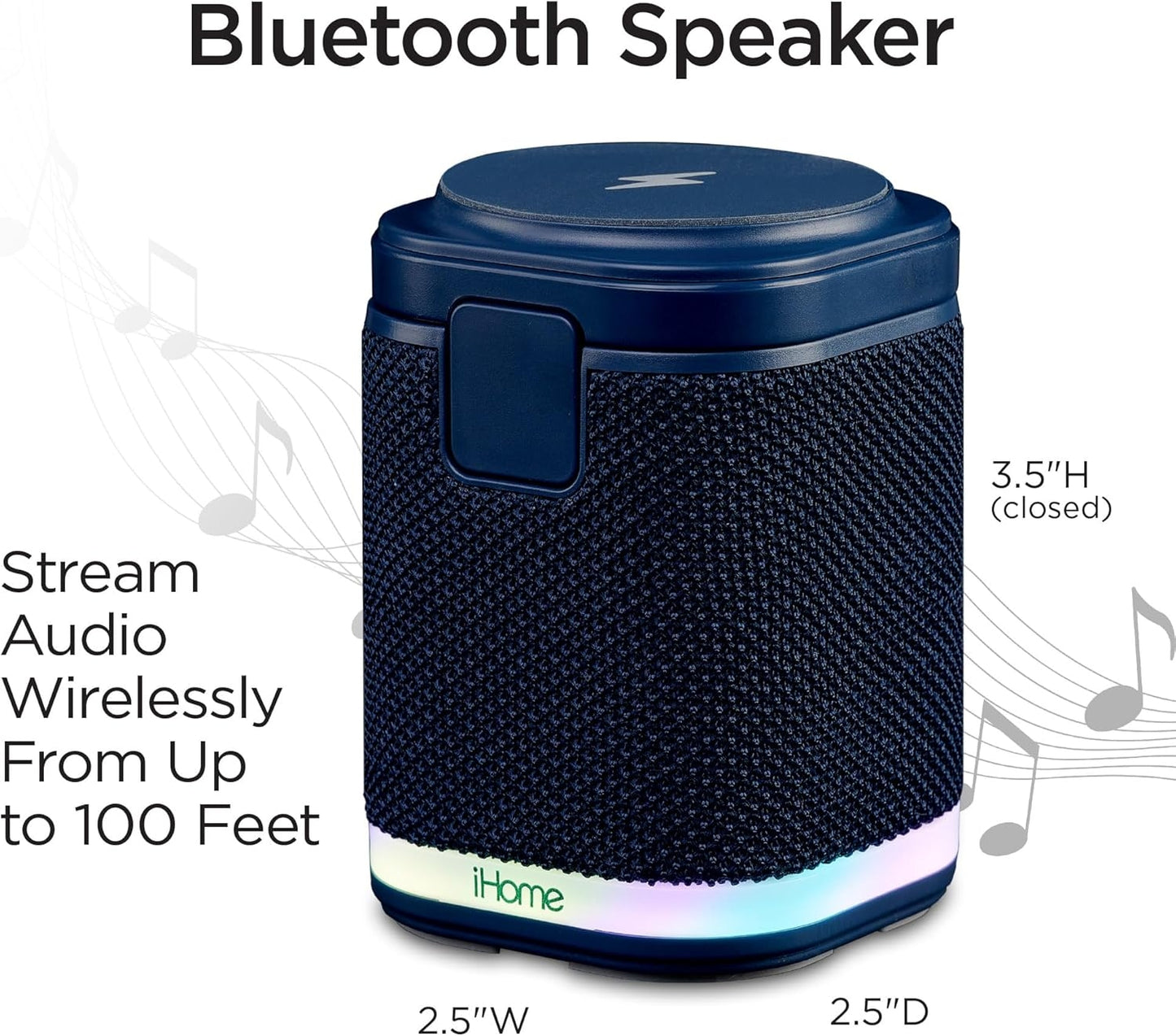 iHome Bluetooth Speaker with Wireless Charger, Charging Station with Color Changing Night Light - Blue iPBT50L