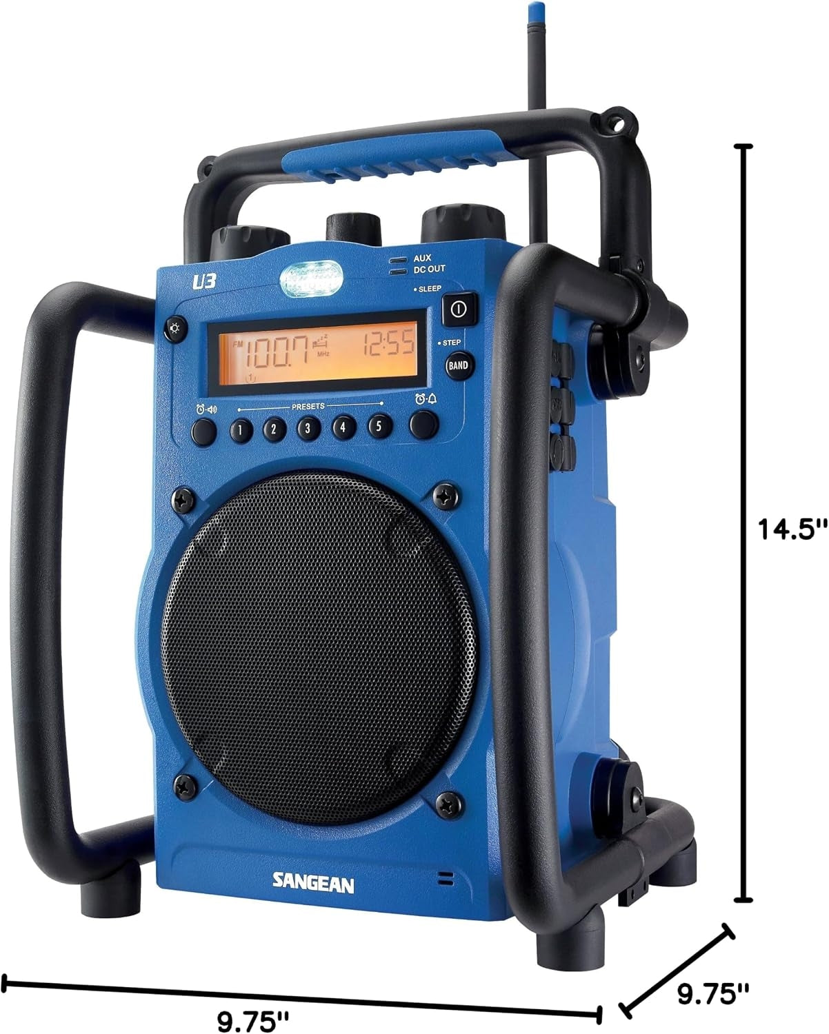 Sangean U3 AM/FM Ultra Rugged and Water Resistant Digital Tuning Radio Blue/black