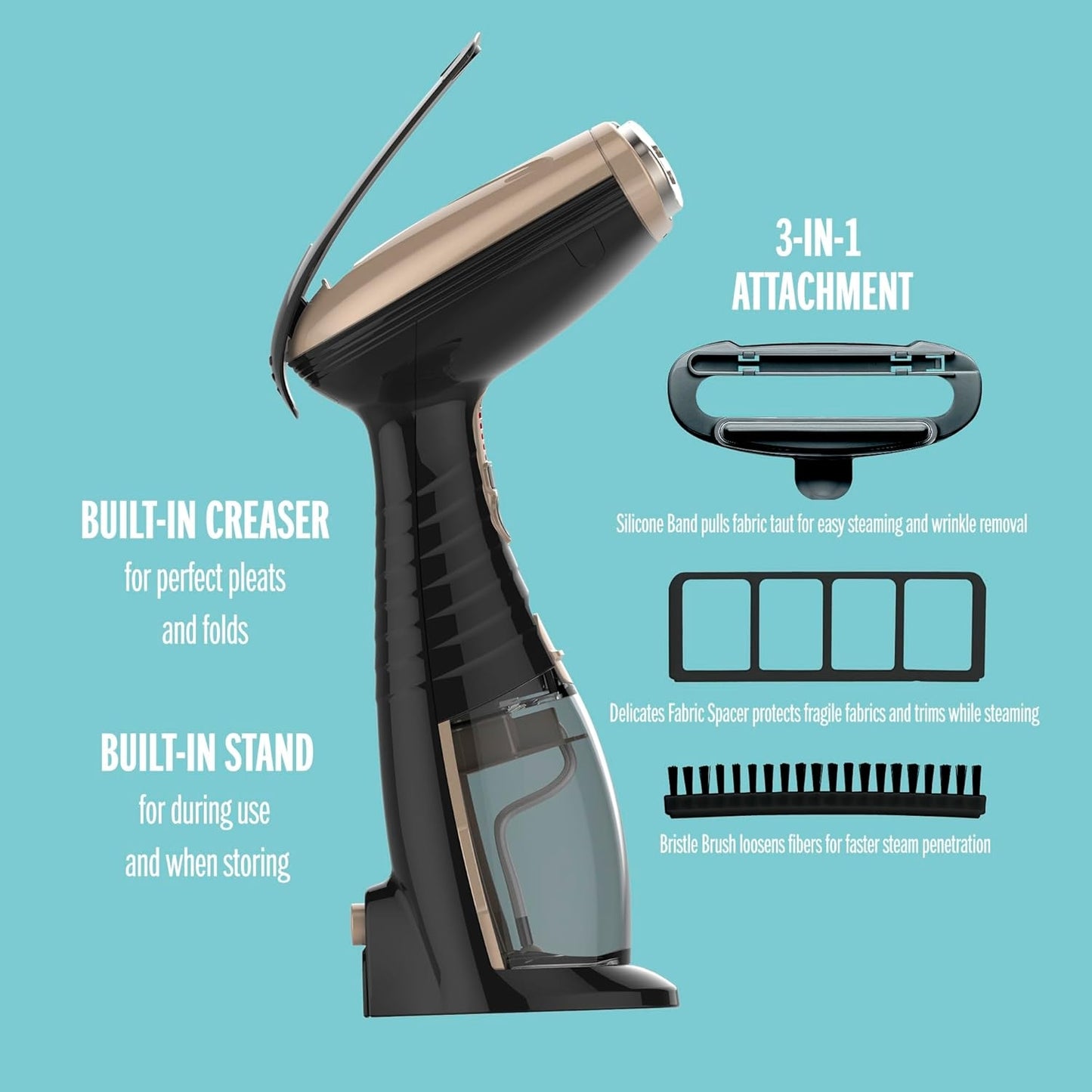 Conair Handheld Garment Steamer for Clothes, Turbo ExtremeSteam 1875W, Black GS59B