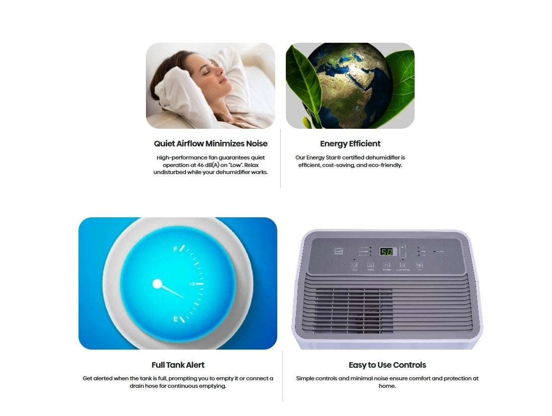 Hisense 50-Pint Capacity, 4500 sq. ft. Coverage, 3-Speed Dehumidifier DH5024K1W