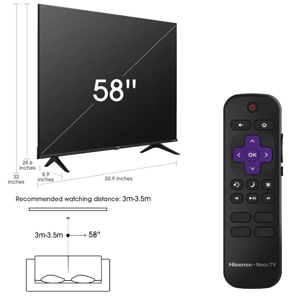 Hisense 58" Class 4K UHD (2160p) Roku Smart TV 58R6E5