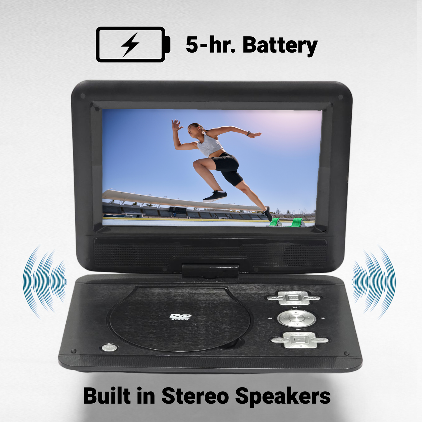 Onn Portable 10" DVD Media Player 5-hr Battery w/ Remote control 100093889-NC