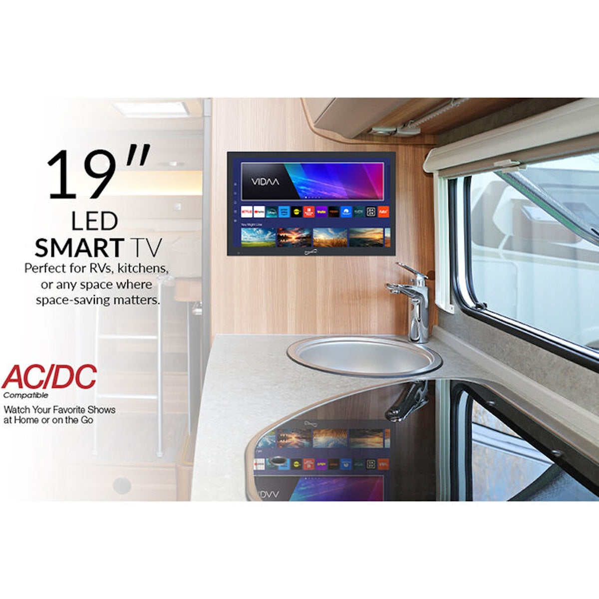 Supersonic SC-1920VTV VIDAA 18.5" HD Smart LED TV with 12V Car Adapter