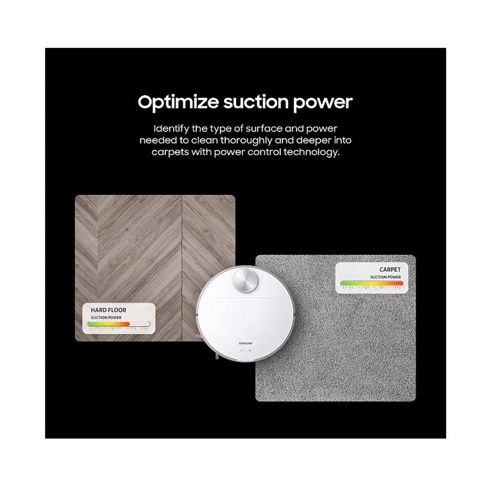 Samsung Jet Bot+ White Auto Charging Robotic Vacuum HEPA Filter and Automatic Dirt Disposal VR30T85513W/AA