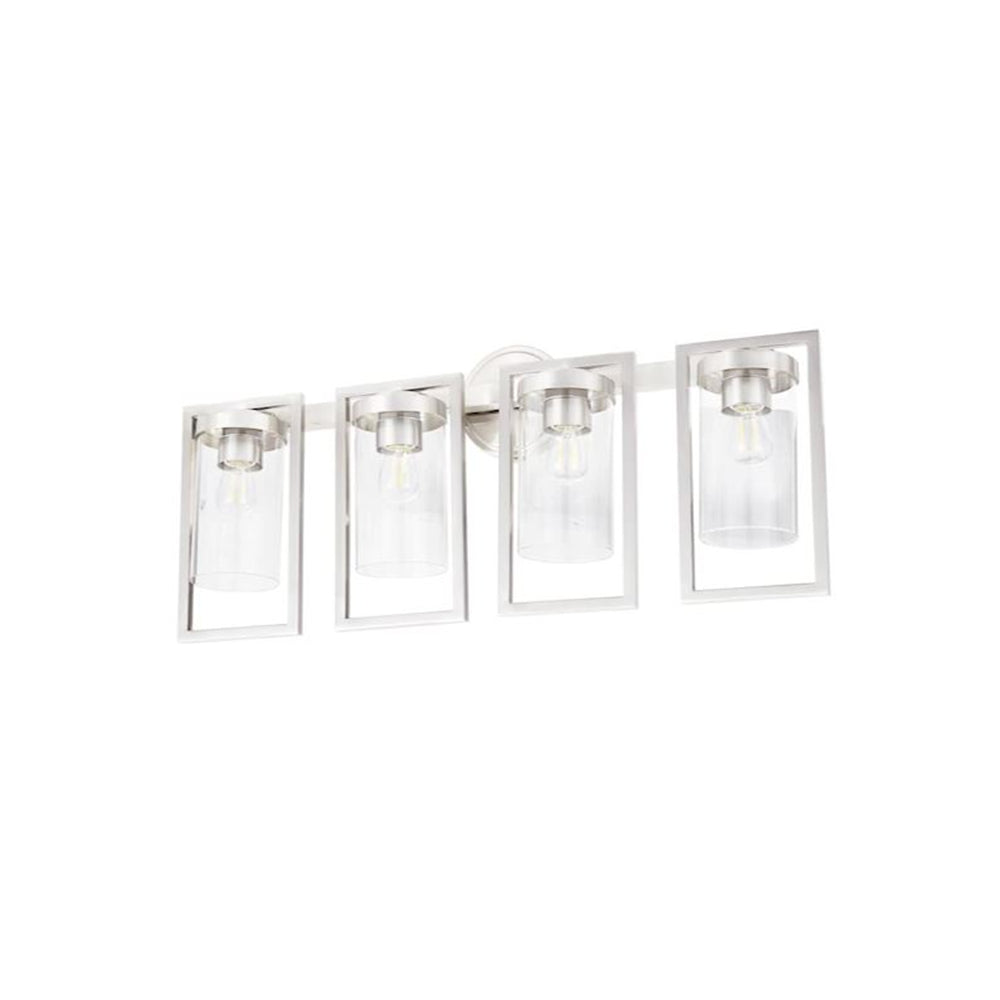 Sunset Lighting F15004-80 Prestige Four Light Wall Sconce - in Bright Satin Nickel, Glass, 4 Bulbs