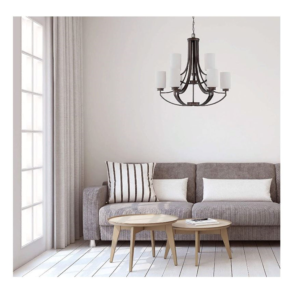 Sunset Lighting F18009-64 Sunset Dalton Modern Farmhouse Chandelier 9-Light Bronze