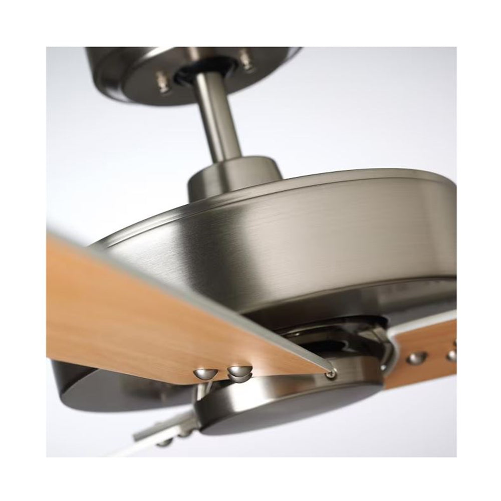 Emerson Kathy Ireland Keane 52" Brushed Steel Ceiling Fan Reversible Satin White & Maple Blades