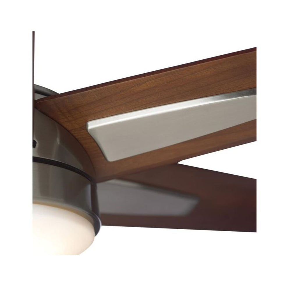Emerson Rah Eco 60" Brushed Steel Ceiling Fan w/ LED Light Sunburst Walnut Blades CF915W60BS