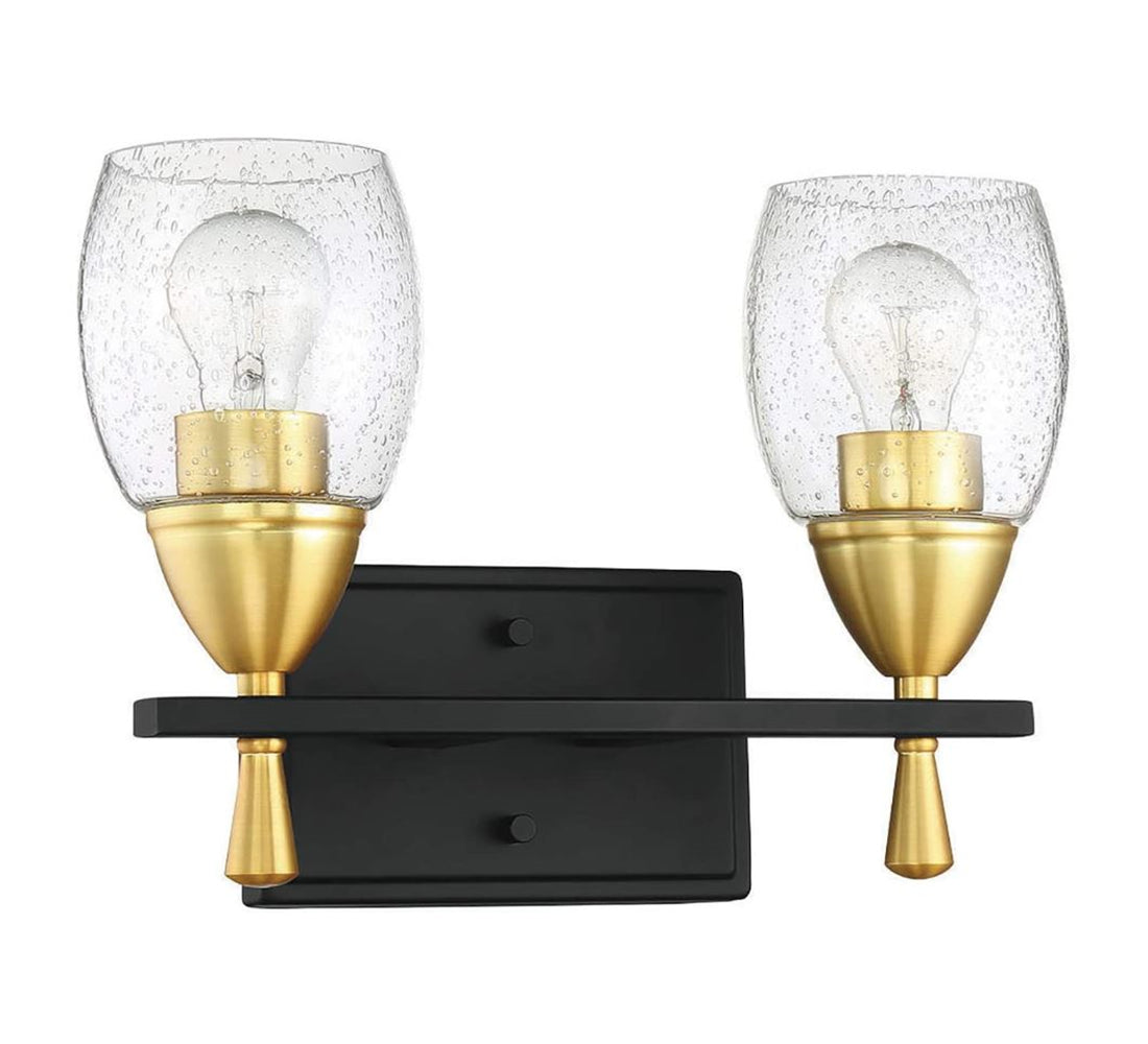 Luminance Kelston Black & Gold 2-Light Vanity Metal Wall Sconce F7532-23