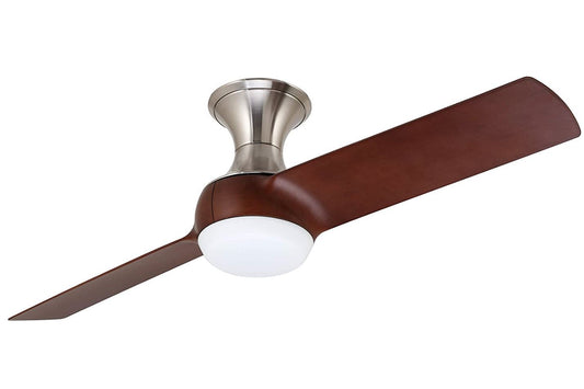 Emerson Duo 54" Flush Mount Brushed Steel Ceiling Fan LED Light - Walnut Blades CF560BS