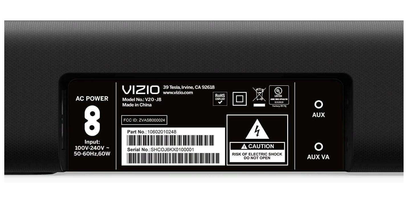 VIZIO V-Series 2.0 Compact Home Theater Sound Bar DTS:X Bluetooth - V20x-J8