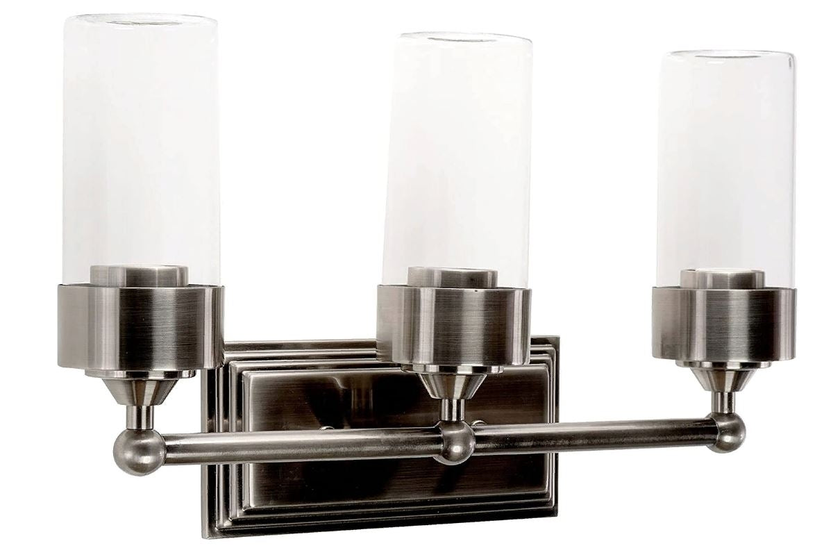 Sunset Lighting F17103-57 Esquire Three Light Vanity - Clear Glass, Dimmable - With Antique Gunmetal Finish
