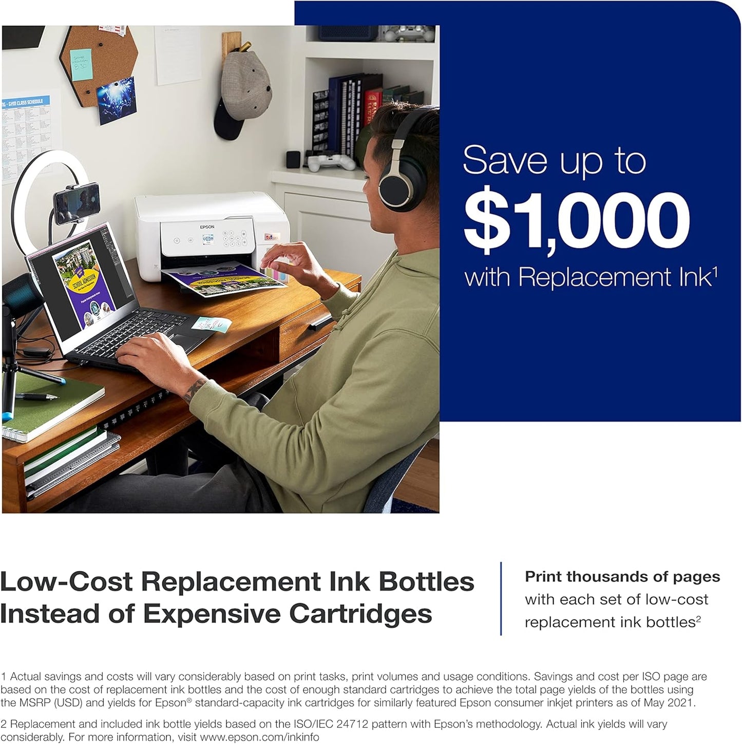 Epson EcoTank ET-2803 Wireless Color All-in-One Printer with Scan and Copy