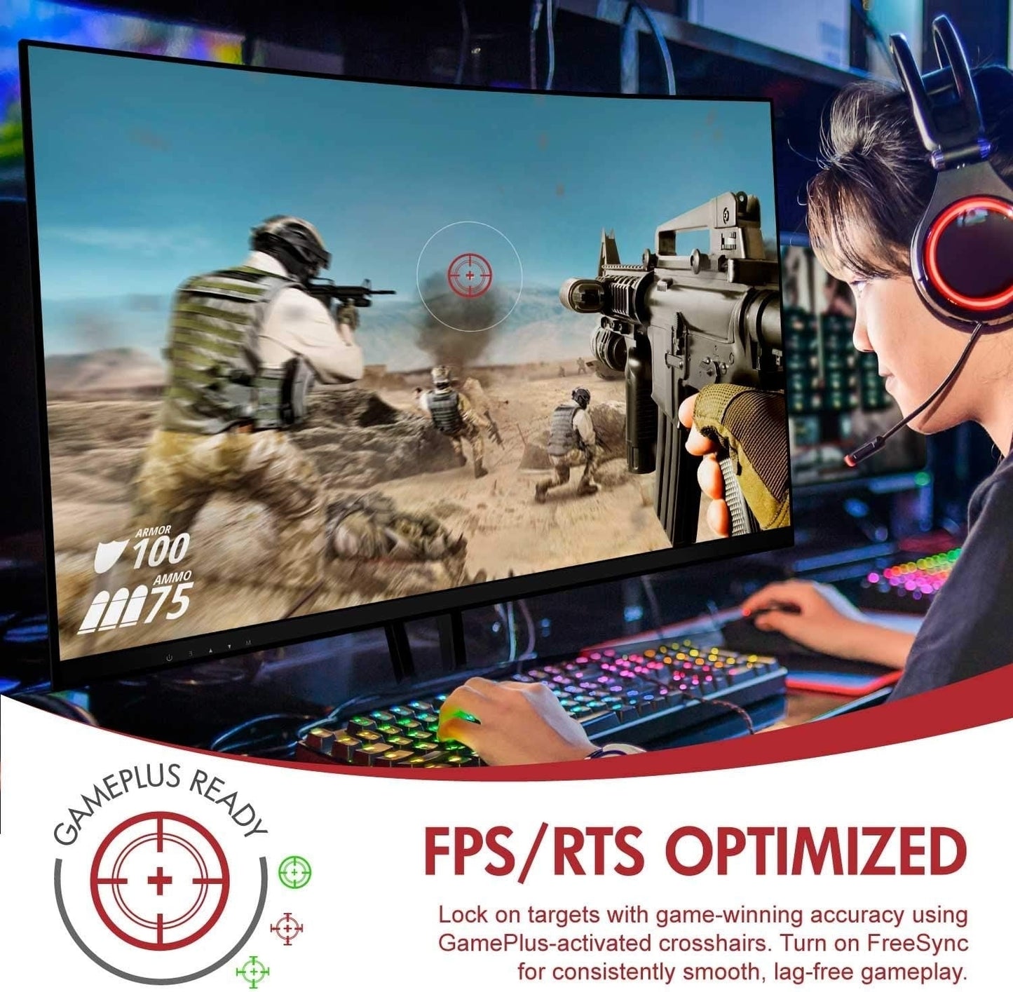 Viotek 32" LED Curved Monitor 1080p 75hz, 5ms VGA HDMI VESA - NB32CB