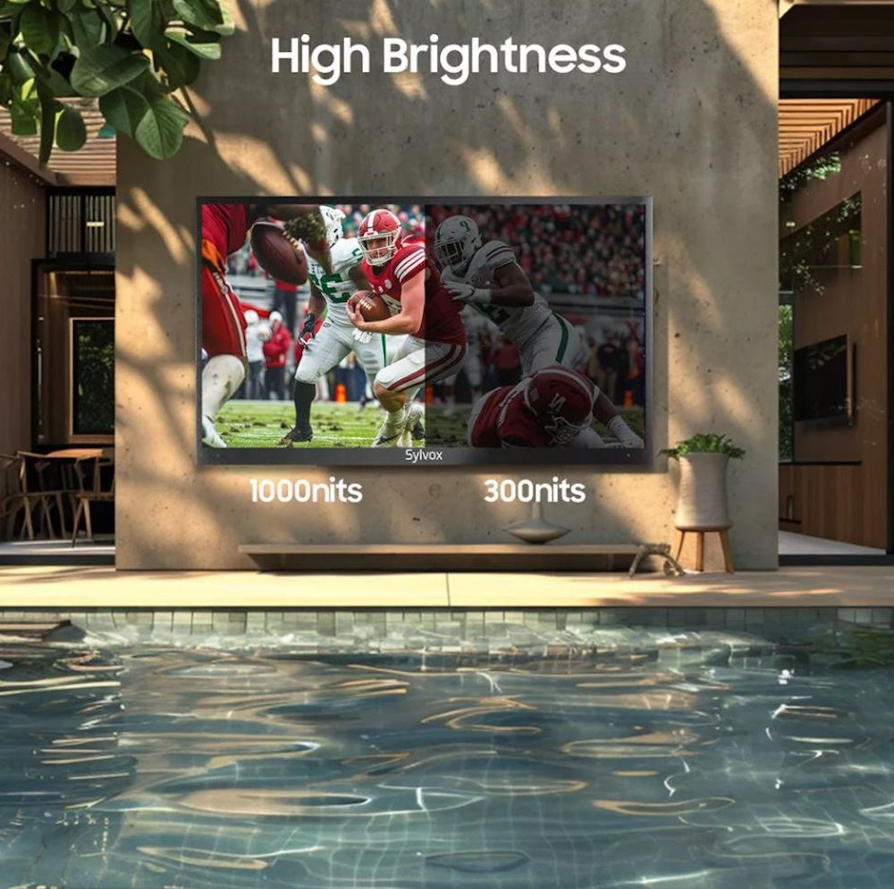 SYLVOX 43" Outdoor TV, 1000nits Google Smart TV Built-in Google Assistant, Chromecast, IP55 Waterproof Outside TV OT43A2KHGD