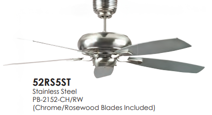 Concord Fans Roosevelt 52" Ceiling Fan Stainless Steel 52RS5ST