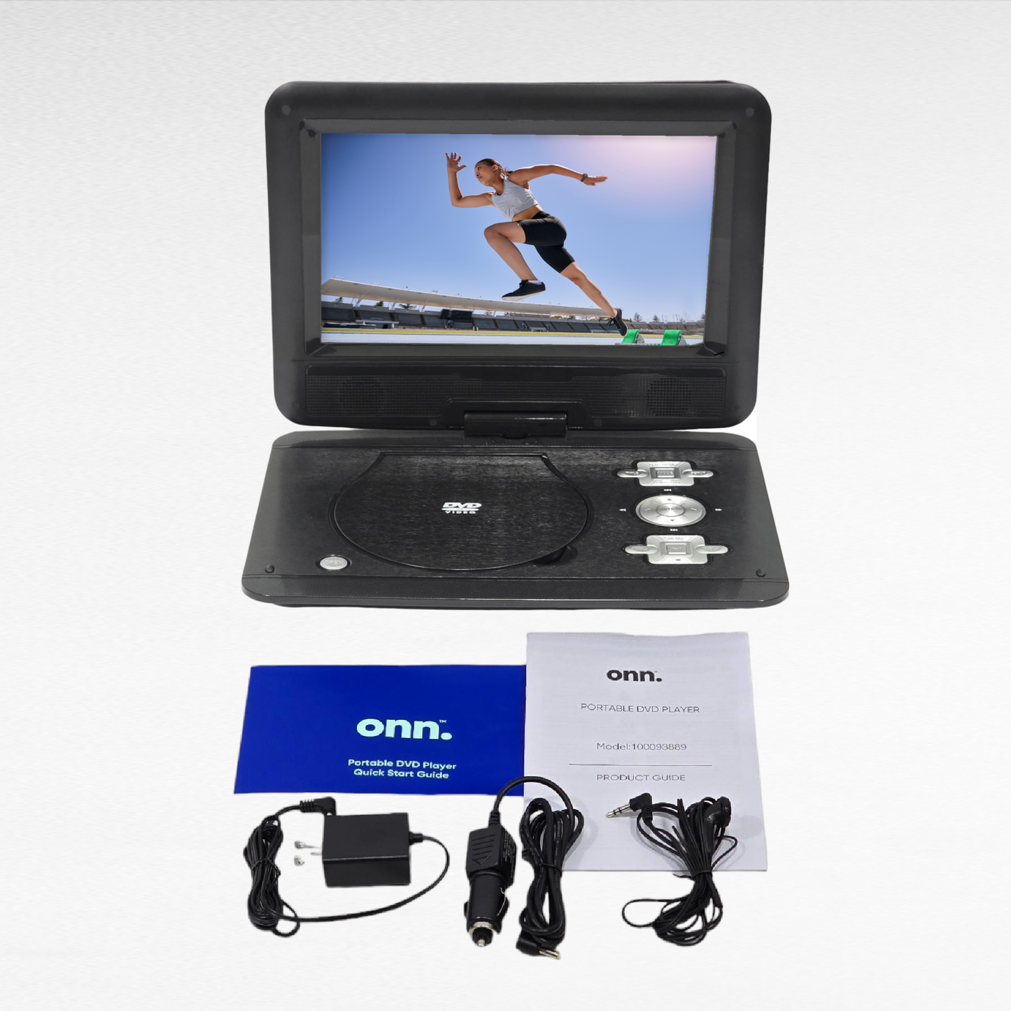 Onn Portable 10" DVD Media Player 5-hr Battery w/ Remote control 100093889-NC