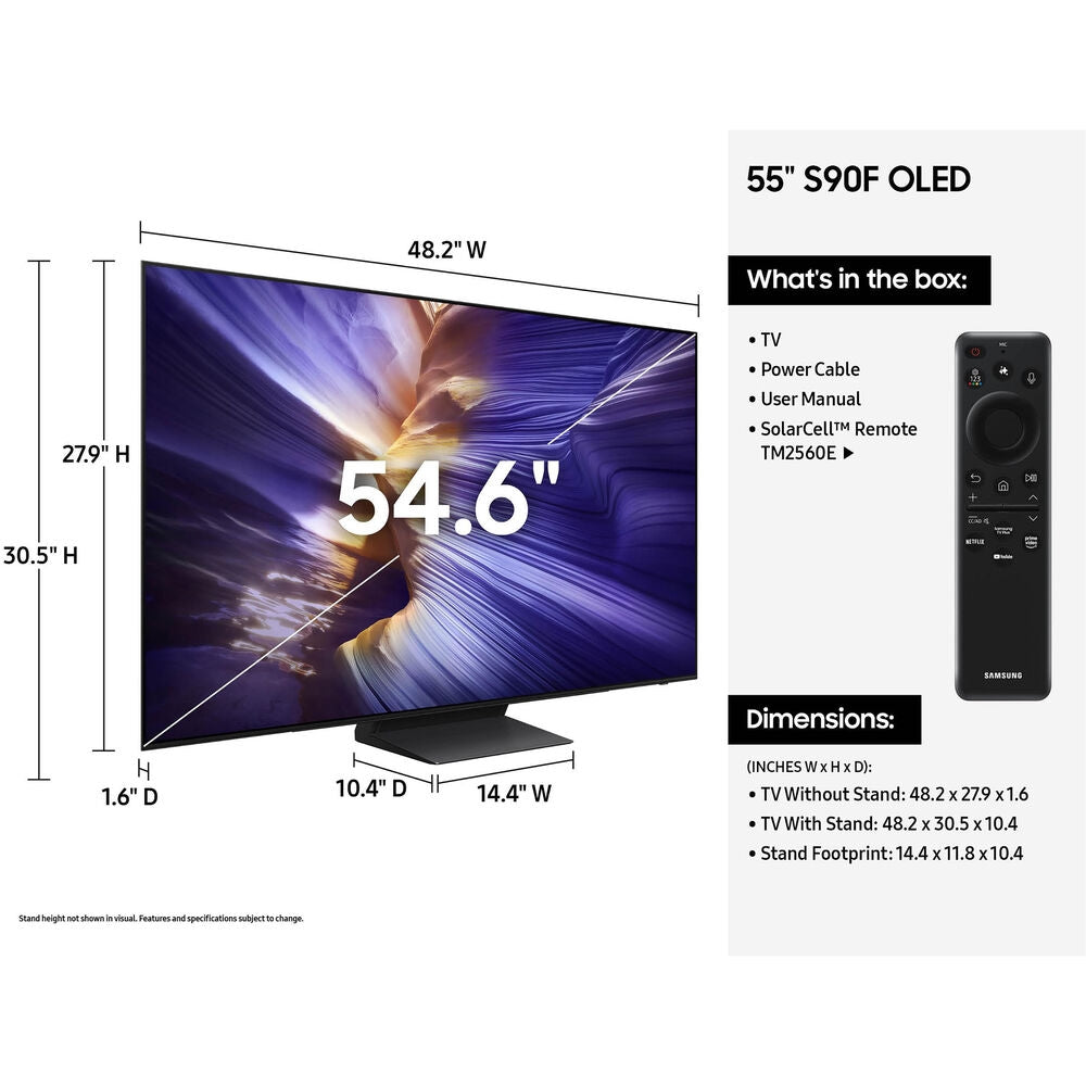 Samsung - 55” Class S90F Series OLED 4K UHD SamsungVision AI Smart Tizen TV (2025) QN55S90FAFXZA