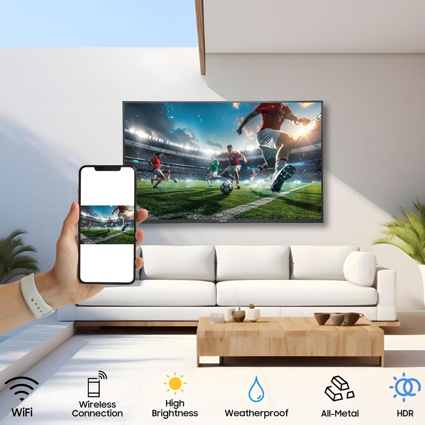 Sylvox 50" Patio Class Series 4K UHD Google System Partial Sun IP55 Waterproof Smart Outdoor TV (2025) OT50B1KHGB