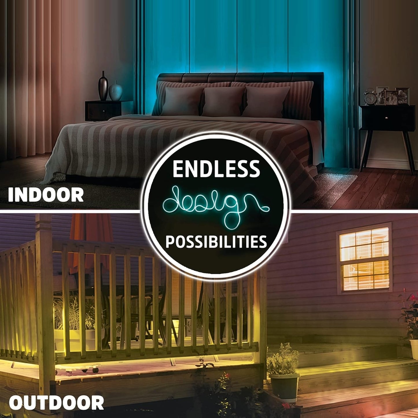 Energizer Connect Smart 10ft Neon Multi-Colored or White Plug-In LED Strip 2pk