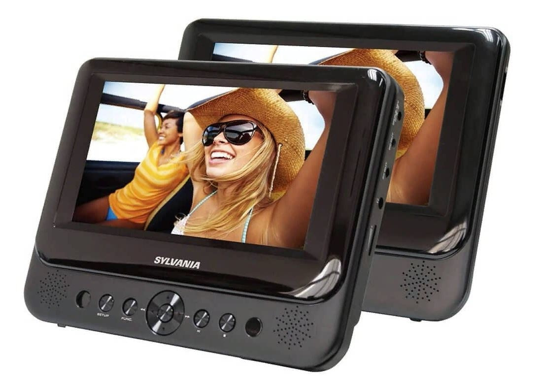 Sylvania SDVD7751 7" Dual Screen LCD Portable DVD Player, SD/MMC card slot