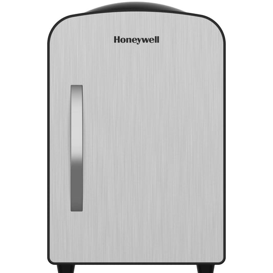 Honeywell 4 Liter Personal Mini Fridge Cooler and Warmer, Fits Six 12oz Cans, Stainless Steel - H4MFSS