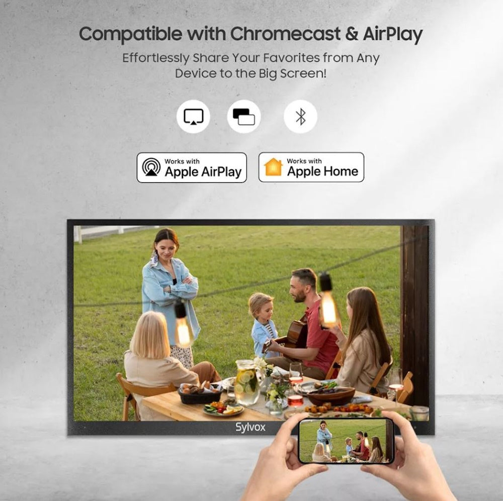 SYLVOX 43" Outdoor TV, 1000nits Google Smart TV Built-in Google Assistant, Chromecast, IP55 Waterproof Outside TV OT43A2KHGD